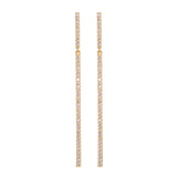 Bar Earrings, Gold with White Stones