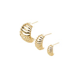 Ribbed Earrings Medium, Gold