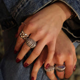 Mini Ribbed VOID Ring, Gold